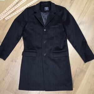 NWOT Abercrombie & Fitch Mens Black Soft Wool Blend Slim Fit Topcoat M